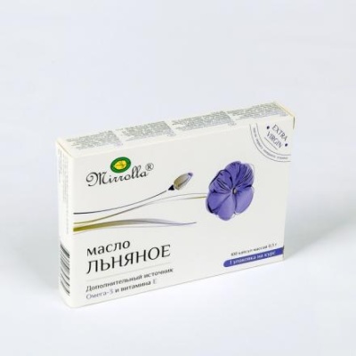 Масло льняное Mirrolla, 100 капсул по 0,3 г