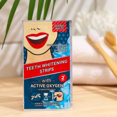 Отбеливающие полоски для зубов Global White Teeth Whitening Strips, 14 саше, 7 пар