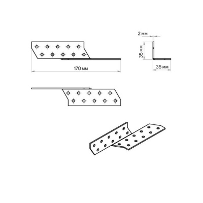 Держатель балки 170х35x35 DBL, левый, цинк, 1 шт.