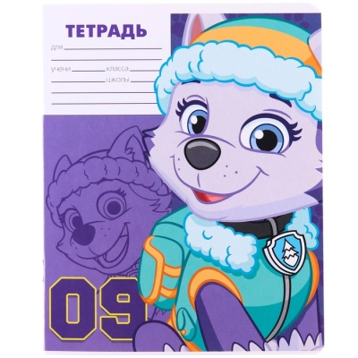 Тетрадь 12 листов, 5 видов МИКС, крупная клетка, Paw Patrol