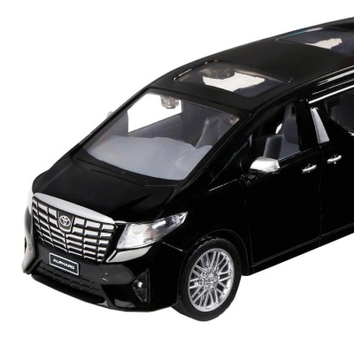 Машина металлическая Toyota Alphard, 1:29, открываются передние двери, световые и звуковые эффекты, цвет чёрный