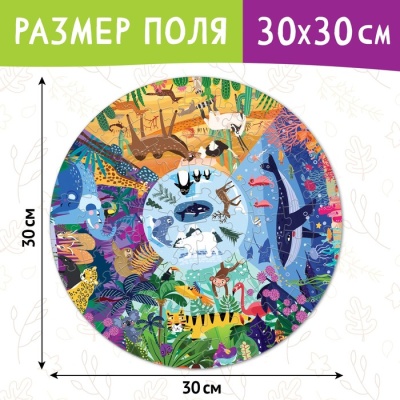 Круглый пазл «Места обитания», 77 деталей