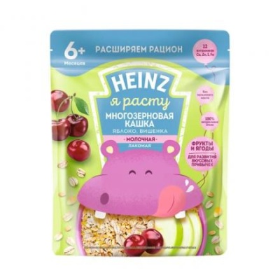 Каша молочная многозерновая HEINZ яблоко/вишенка 170г