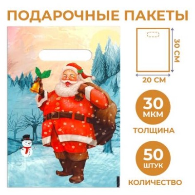 Набор пакетов "Звуки праздника", с вырубной ручкой по 50 шт, 20х30 см, 30 мкм