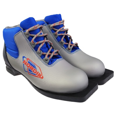 Ботинки лыжные Spine Nordik 43/2, NN75, искусственная кожа, искусственная кожа, цвет серебристый/синий, лого красный, размер 32