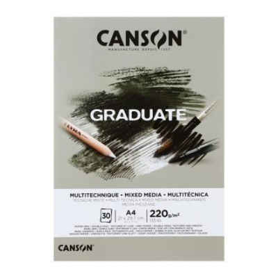 Альбом CANSON Graduate Mix Media, A4, 30 листов, на склейке, серый, 200 г/м2