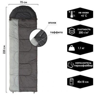 Спальник GRAPHIT 200, 190+35 х 75 см, от +5 до +20 °С