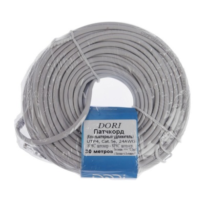 Патч-корд DORI, UTP 4 кат., RJ-45(m)-RJ-45(m), 30 м, серый