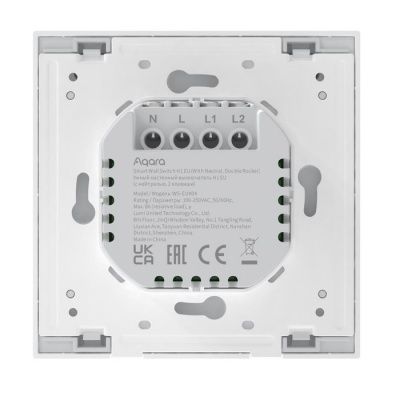 Выключатель Aqara Smart wall switch H1 WS-EUK04, Zigbee, 2 клавиши, защита от перегрева