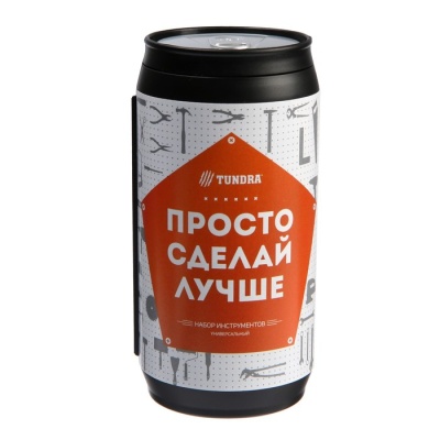 Набор инструментов ТУНДРА, подарочный пластиковый кейс "Банка", 13 предметов