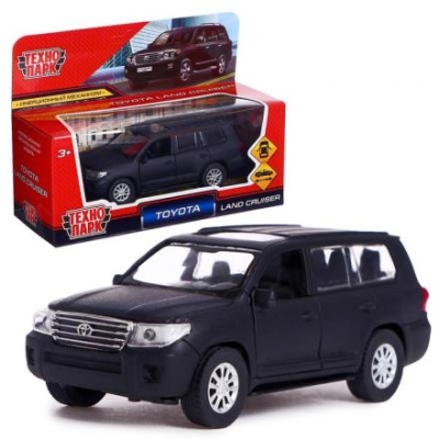 Машина металлическая Toyota Land Cruiser, 12,5 см, инерция, цвет чёрный матовый