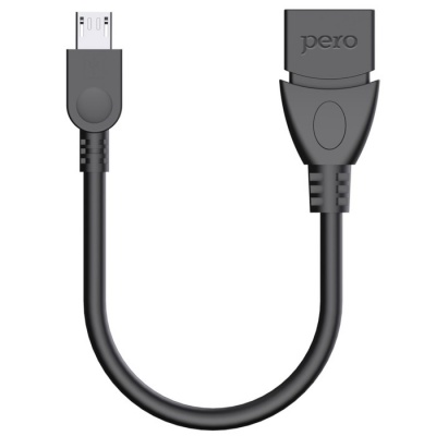 Адаптер OTG PERO AD03, microUSB - USB, 10 см, черный