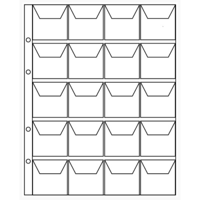 Лист для монет, формат Оптима, 200 х 250 мм, на 20 ячеек 45 х 48 мм