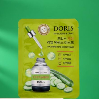 Маска "DORIS", "CUCUMBER REAL ESSENCE MASK", для лица, тканевая, 25 мл