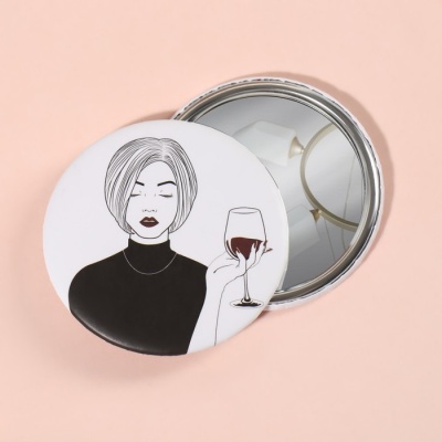 Зеркало «WINE NOT», d 7,5 см, рисунок МИКС