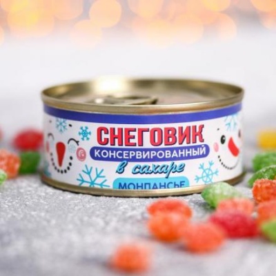 Монпансье «Снеговик консервированный»: со вкусом тутти-фрутти, 65 г