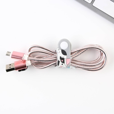 Набор держатель для провода+кабель micro USB «Котики», 1А, 1м