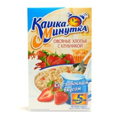 Каша б/п Кашка Минутка Клубника со сливками 215г (5*43г)