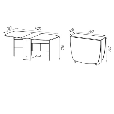 Стол книжка 880х300/900/1690/2280х740 Дуб сонома