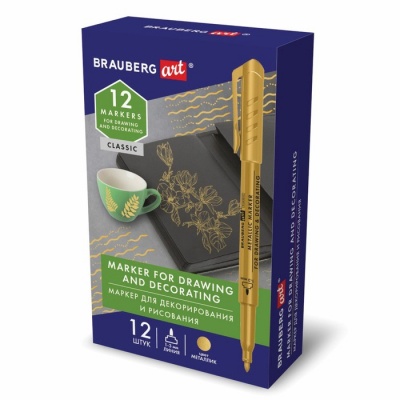 Маркер для декора 1-3 мм BRAUBERG ART METALLIC, золотистый 152438