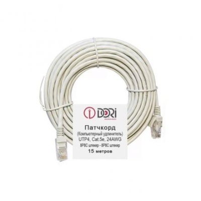 Патч-корд DORI, UTP 4 кат., RJ-45(m)-RJ-45(m), 15 м, серый