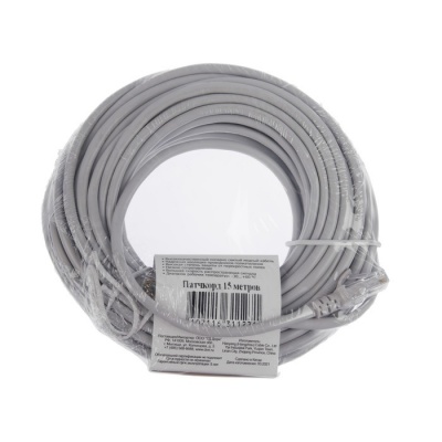 Патч-корд DORI, UTP 4 кат., RJ-45(m)-RJ-45(m), 15 м, серый