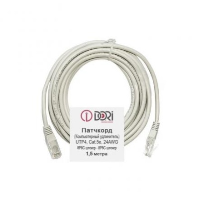 Патч-корд DORI, UTP 4 кат., RJ-45(m)-RJ-45(m), 1,5 м, серый