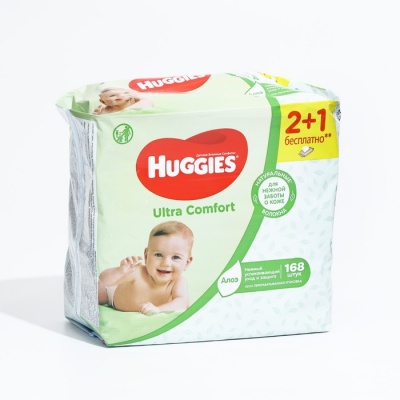 Cалфетки влажные Huggies Ultra Сomfort детские Алоэ 168 шт.