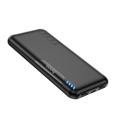 Внешний аккумулятор Hoco J82, Li-Pol, 10000 мАч, microUSB/Type-C - 2 А, 2 USB - 2 А, черный