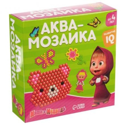 Аквамозаика для детей, Маша и Медведь, 4 фигурки, уценка