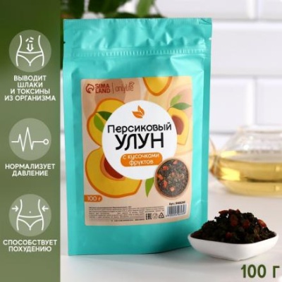 Китайский чай улун, вкус: персик, снижение веса, очищение от токсинов, 100 г.