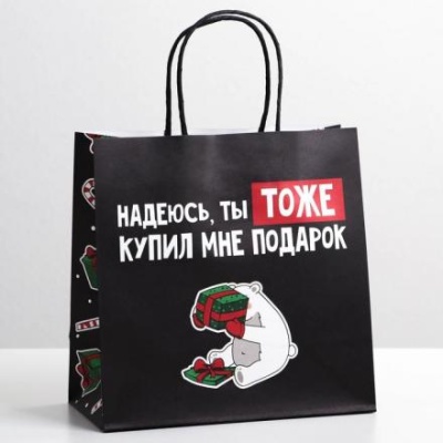 Пакет подарочный «Ты тоже купил мне подарок», 22 × 22 × 11 см