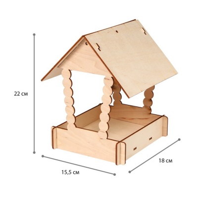 Kopмушка для птиц «Домик с брёвнами», 15,5 × 18 × 22 см