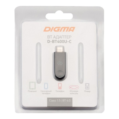 Bluetooth-адаптер Digma D-BT400U-C, вер. 4.0, USB, чёрный