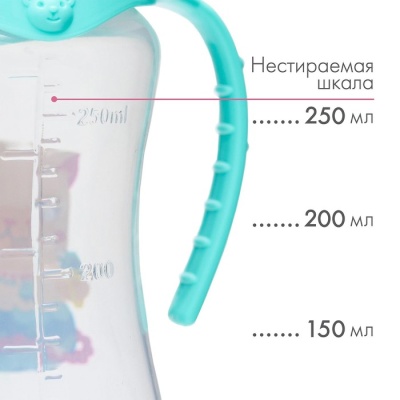 Бутылочка для кормления «ТРЕНД. Которусалка» 250 мл приталенная, с ручками, цвет розовый