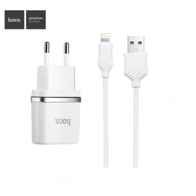 Сетевое зарядное устройство Hoco C11, USB - 1 А, кабель Lightning 1 м, белый