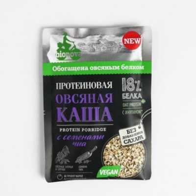 Протеиновая каша BIONOVA б/п овсяная с семенами Чиа 40г