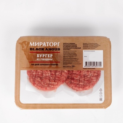 Бургер из мраморной говядины охл ГЗМС 200г Black Angus Мираторг