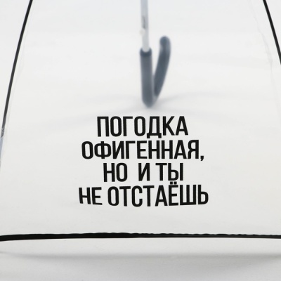 Зонт-купол "Погодка офигительная, но и ты не отстаёшь", 8 спиц, d = 88 см, прозрачный