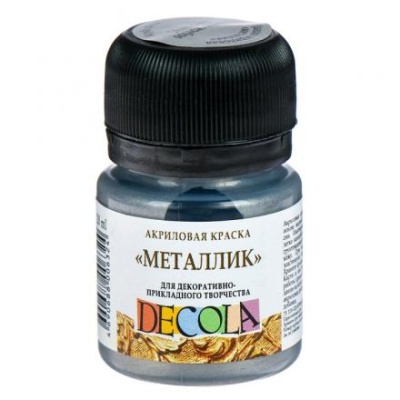 Краска акриловая Metallic 20 мл, ЗХК Decola, серебро тёмное, 4926962