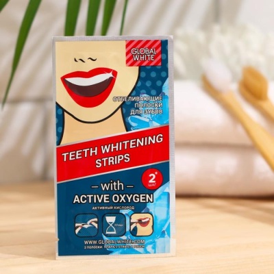 Отбеливающие полоски для зубов Global White Teeth Whitening Strips 2 саше, 1 пара