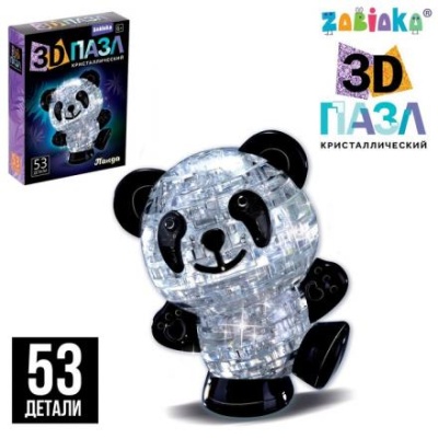 Пазл 3D кристаллический «Панда», 53 детали, цвета МИКС