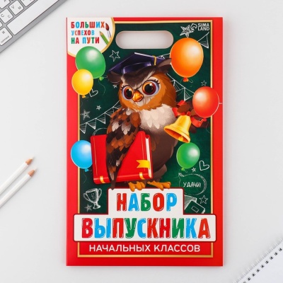 Подарочный набор «Набор выпускника»: расписание уроков,медаль с лентой, линейка,магнитные закладки 2 шт, блокнот-раскраска А6.32 листа, наклейки, диплом выпускника .