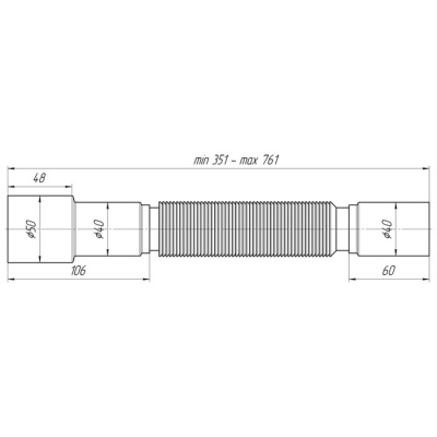 Труба гофрированная "АНИ Пласт" К406, 40 х 40/50 мм, L= 351-761 мм