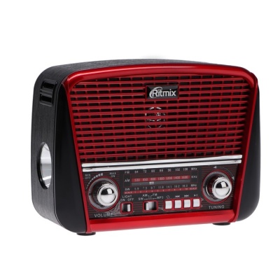 Радиоприемник Ritmix RPR-050 RED, функция MP3-плеера, фонарь, красный